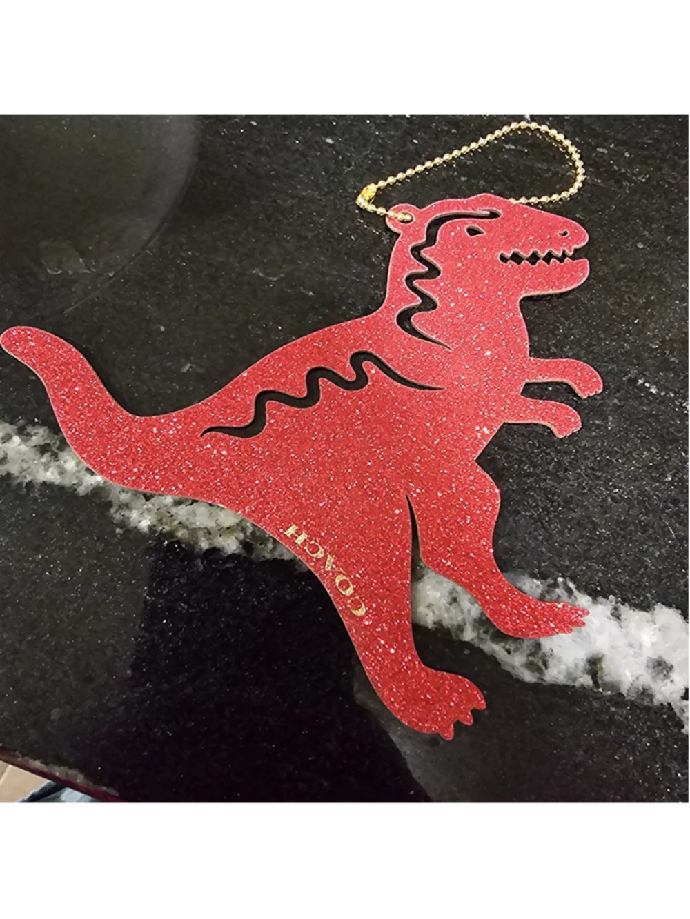 Coach Women's Red Glitter Rexy Dinosaur Bag Charm One Size
